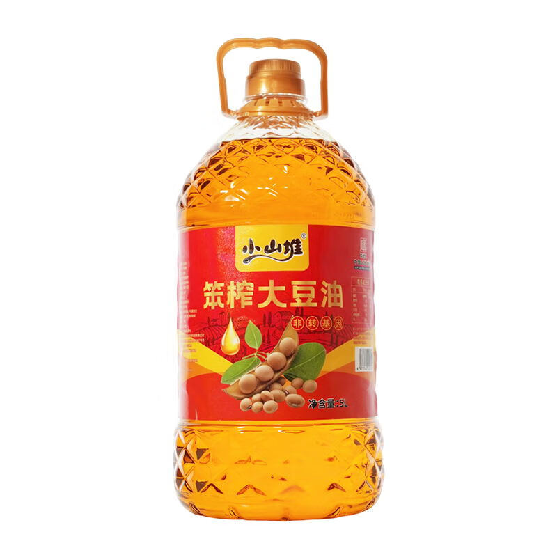 J-小山堆非转基因笨榨大豆油5L/桶 非转基因物理压榨精选原料传统笨榨工艺丰富营养笨榨大豆油三级食用油5L/桶
