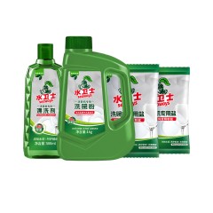 水卫士 洗碗粉4件套（洗碗粉1Kg/瓶+漂洗剂500ml/瓶+洗碗盐2袋500g/袋） 6973688409295  新疆西藏另加运费