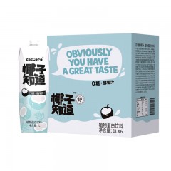 椰子知道0糖鲜椰汁1000ml*6