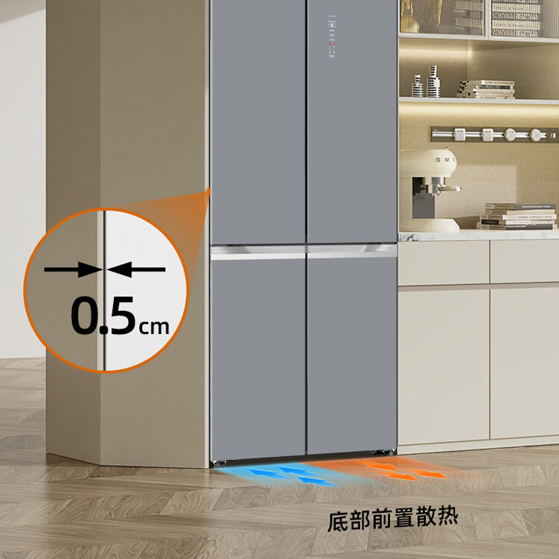【西屋】60cm薄476升零嵌亲肤玻璃面板无指纹83l宽幅变温室-32度深冷速冻十字双开四开门超薄嵌风冷无霜一级变频电冰箱BCD-WF476G700W典雅白/WF476G700G典雅灰 B