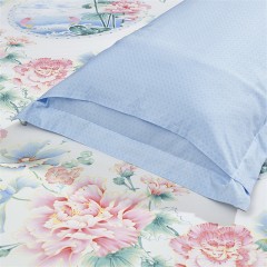 富安娜 磨毛印花抗菌四件套 江南芙蕖 203*229cm
