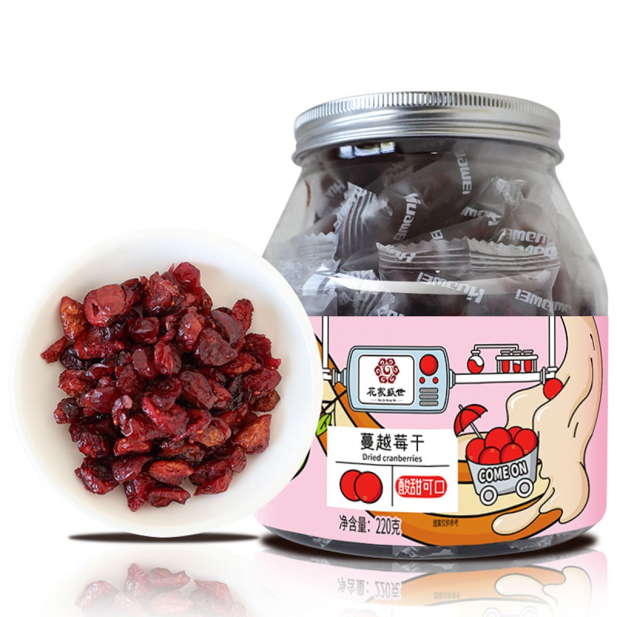 花家盛世 蔓越莓干220g圆罐装HWMY220    6978252345276