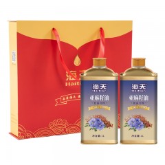 海天 压榨一级亚麻籽油2件套（1L铁罐*2）HT-Y201TL   偏远另加运费