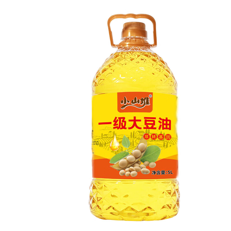 J-小山堆压榨一级非转基因一级大豆油5L/桶 非转基因物理压榨精选原料丰富营养一级大豆油食用油5L/桶 5L/桶