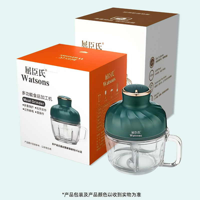 J-屈臣氏watsons 新款绞肉机 大容量2.5L 玻璃碗材质 高品质电器高品质生活DB-A30-3玻璃碗款 彩盒+邮包两层包装 DB-A30-3  玻璃款