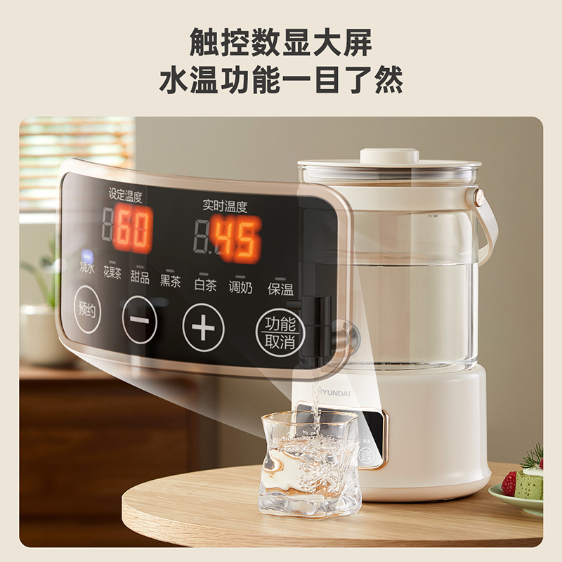 J-【评价2万+】HYUNDAI韩国现代热水壶 家用烧水壶双层防烫保温304不锈钢保温功能大容量恒温电热水壶 3L多功能养生壶带水龙头RC-Z825D2 RC-Z825D2