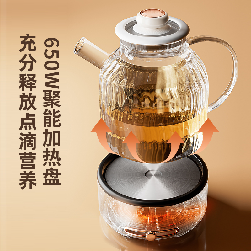 J-Lovely Chef萌厨0胶水全玻璃电热养生壶1.5L  多功能煮茶器烧水壶办公室花茶壶BH-Y18065B 