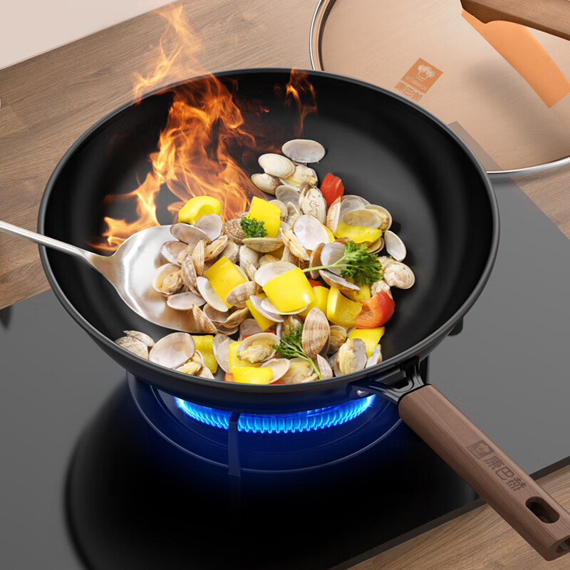 T-康巴赫  新款乐厨32cm无涂层精铁炒锅家用平底电磁炉明火通用炒菜锅铁锅  精美礼盒装带锅盖 老款LPB-C32L  新款LPB-C32LA 新款 