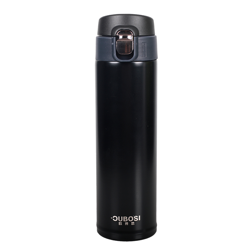 J-欧博思 弹跳真空保温杯水杯 时尚双层保温杯 304不锈钢内胆 容量：500ml 黑色