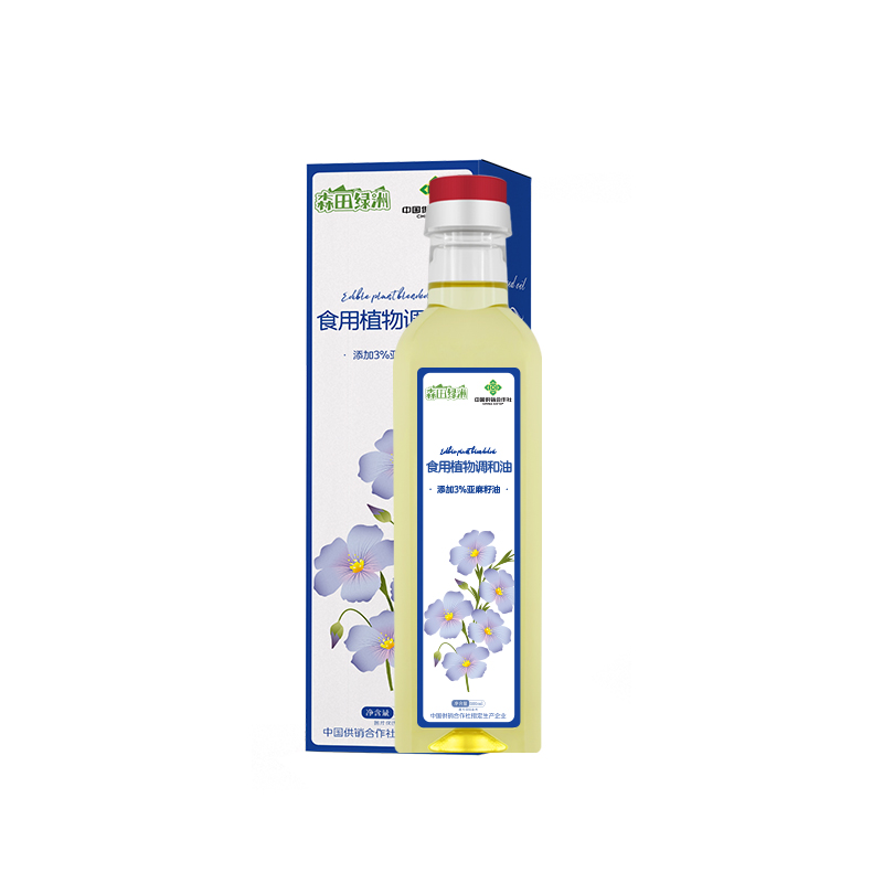 J-【2瓶】森田绿洲食用植物调和油添加3%亚麻籽油 甄选原料物理压榨油润飘香亚麻籽食用植物调和油500ml*2