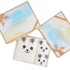 卜任舒大眼兔毛巾浴巾三件套LK-8006颜色随机 6957263146355