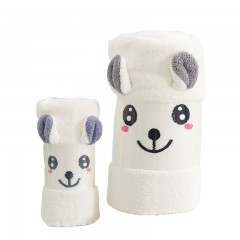 卜任舒大眼兔毛巾浴巾两件套LK-8007颜色随机 6957263146362