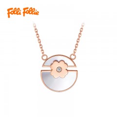 FolliFollie 轻奢时尚潮流圆形四叶花项链 (3N20T009RC)  5205340304190 偏远加运费