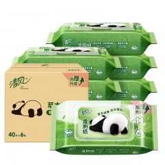 清风草本1层湿厕纸 40片6包一箱BWB40WE6X/NG000106*6