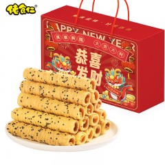 佬食仁恭喜发财礼盒（黄油蛋卷）400g约50根400克