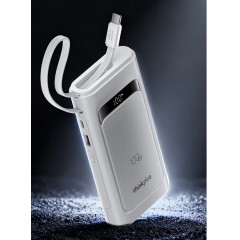 ThinkPlus联想【3C认证可上飞机】100W自带线充电宝10000毫安大容量快充移动电源适用苹果17华为小米笔记本 黑/白色