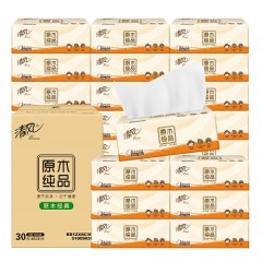 清风原木纯品3层100抽/包*1*30抽取式面巾纸BR12XSC30BC