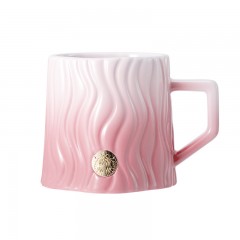 星巴克粉色条纹浮雕款徽章马克杯11180913  6970534205483 偏远另加运费