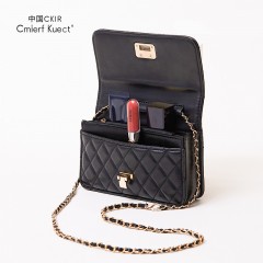Cmierf Kuect（中国CKIR） 单肩斜跨菱格链条包 CKIR-B8490 黑色  偏远不发货