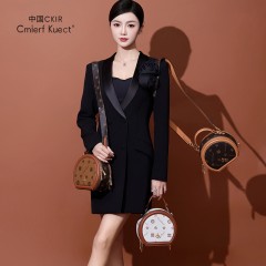 Cmierf Kuect（中国CKIR） 轻奢单肩女圆饼包 CKIR-2020A米白色/浅棕色/深棕色 下单备注颜色 新疆，西藏，宁夏，青海，内蒙古，甘肃，黑龙江，吉林，辽宁不发货