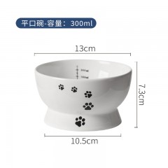 漫沃星系平口陶瓷猫碗MC-WW601白色  MC-WW602灰色