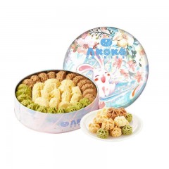 AKOKO小花曲奇经典三味280g圆罐 经典三拼(原味+抹茶+咖啡)  6971099920125