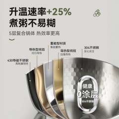 温仑山(Velosan)20cm锤纹不锈钢不粘雪平锅炉灶通用VE0141（带蒸格）