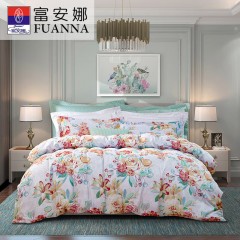 富安娜 磨毛印花四件套 芳华初韵 203*229cm 6916517873393