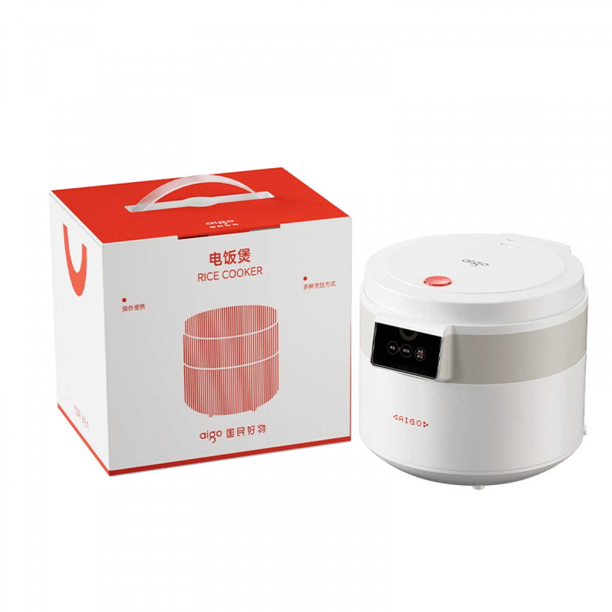 aigo爱国者家用3L电饭锅含蒸笼多功能智能电饭煲ADFB-50W01 6978474990698 偏远地区加运费