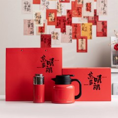 OUDON 欧德龙保温杯 万事晴朗 温显闷茶壶  红色950ml320ml  带隔断滤网适合焖茶 数显温度 杯盖即是主人杯OS-09Z