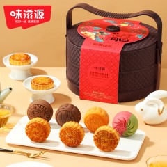 味滋源2层分体褐色提篮月饼礼盒腰封款388g 6976118711296