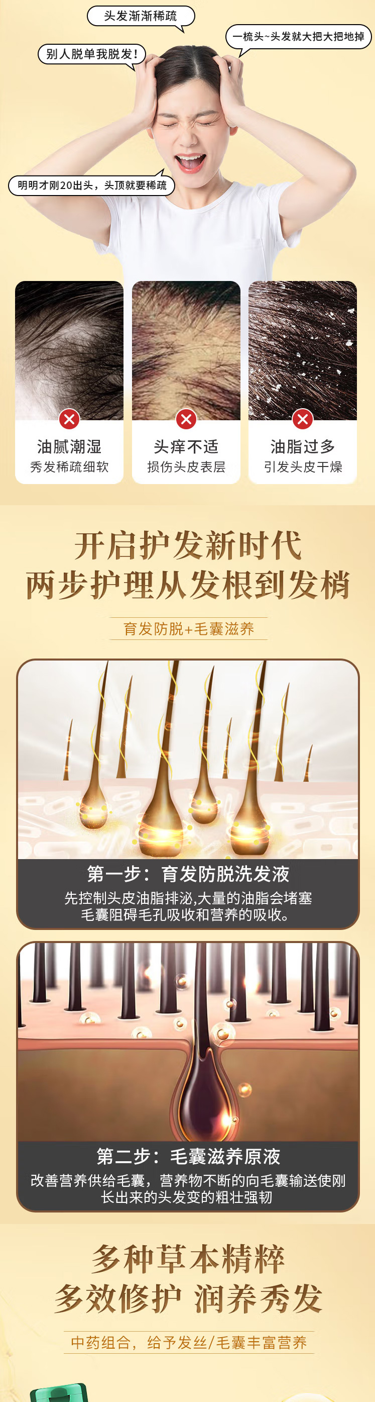 【霸王洗发液】霸王育发防脱洗发水380ml+毛囊滋养原液55ml生姜汁控油洗头膏洗护套装【行情-报价_02.jpg